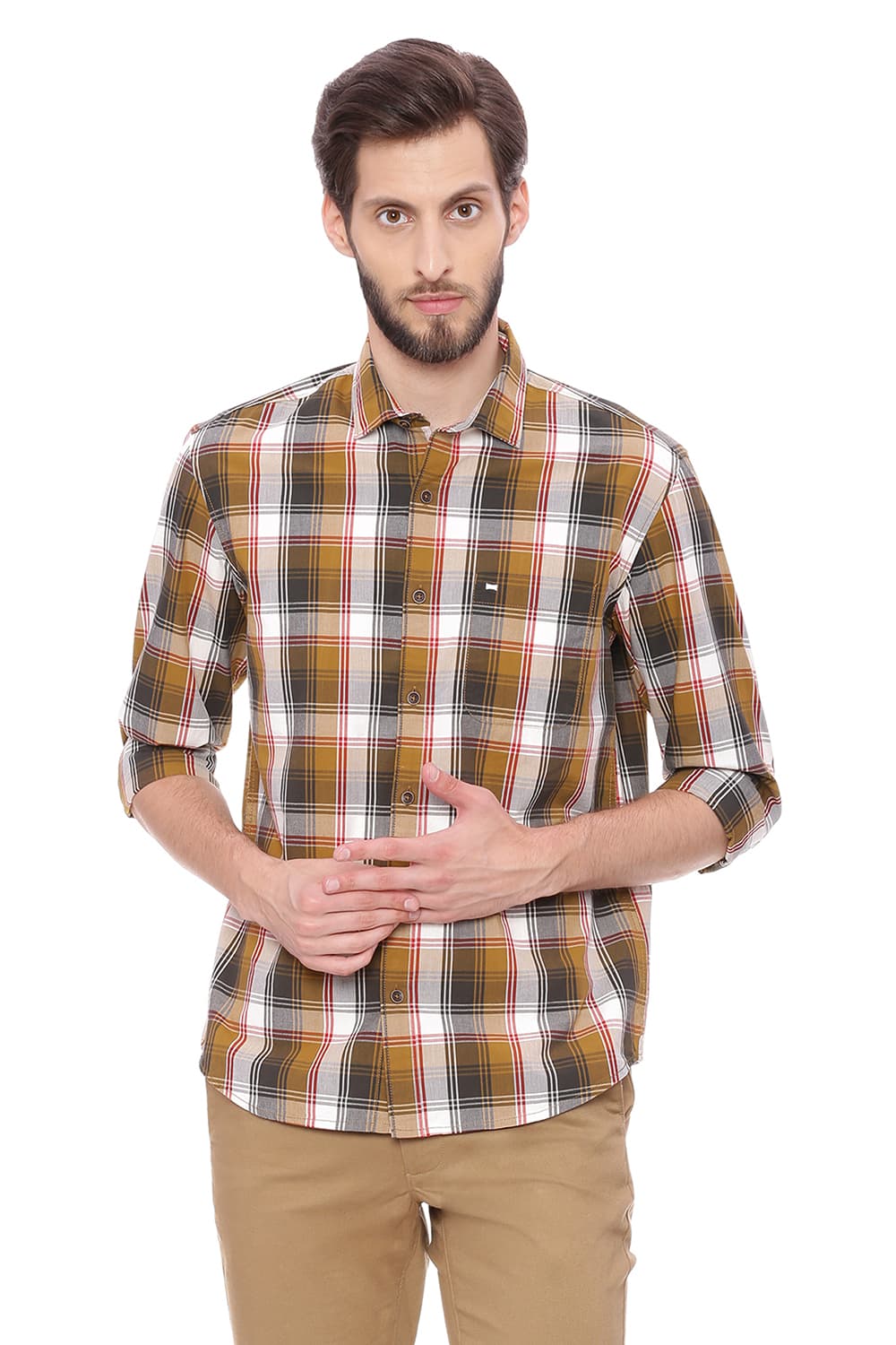 BASICS SLIM FIT CHECKS SHIRT