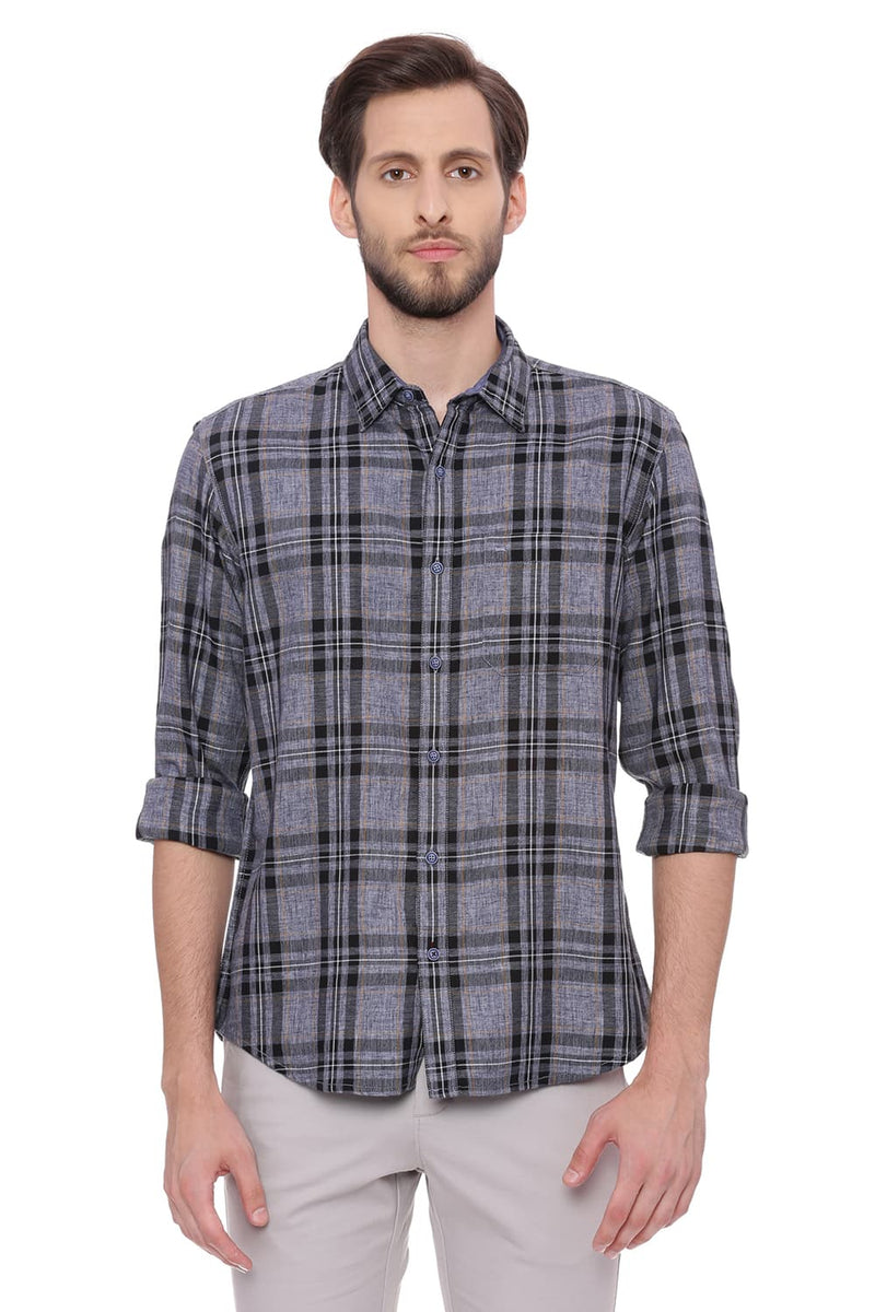 BASICS SLIM FIT CHECKS SHIRT