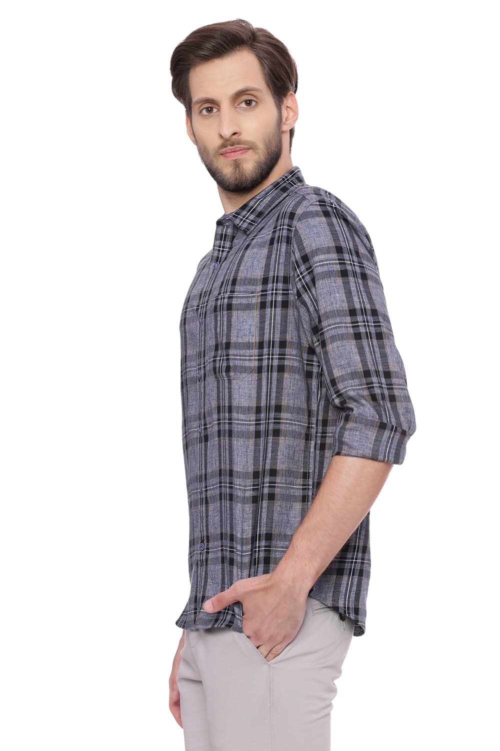 BASICS SLIM FIT CHECKS SHIRT