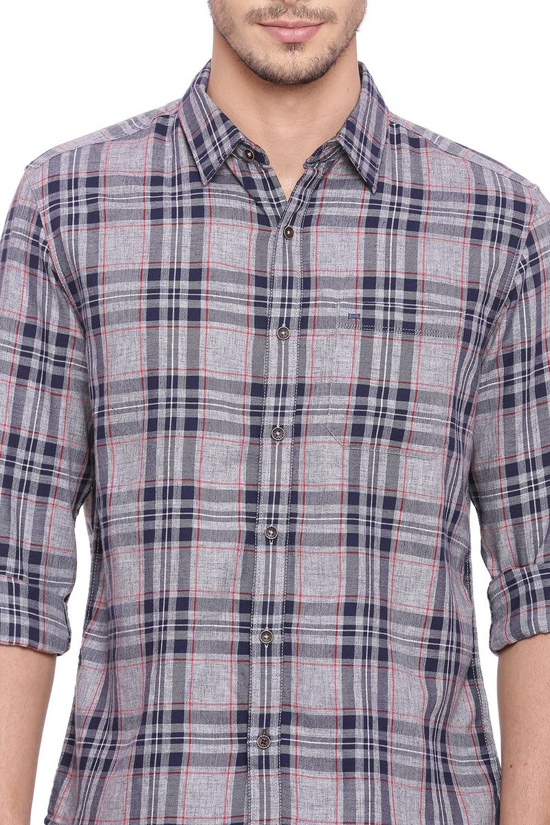 BASICS SLIM FIT CHECKS SHIRT