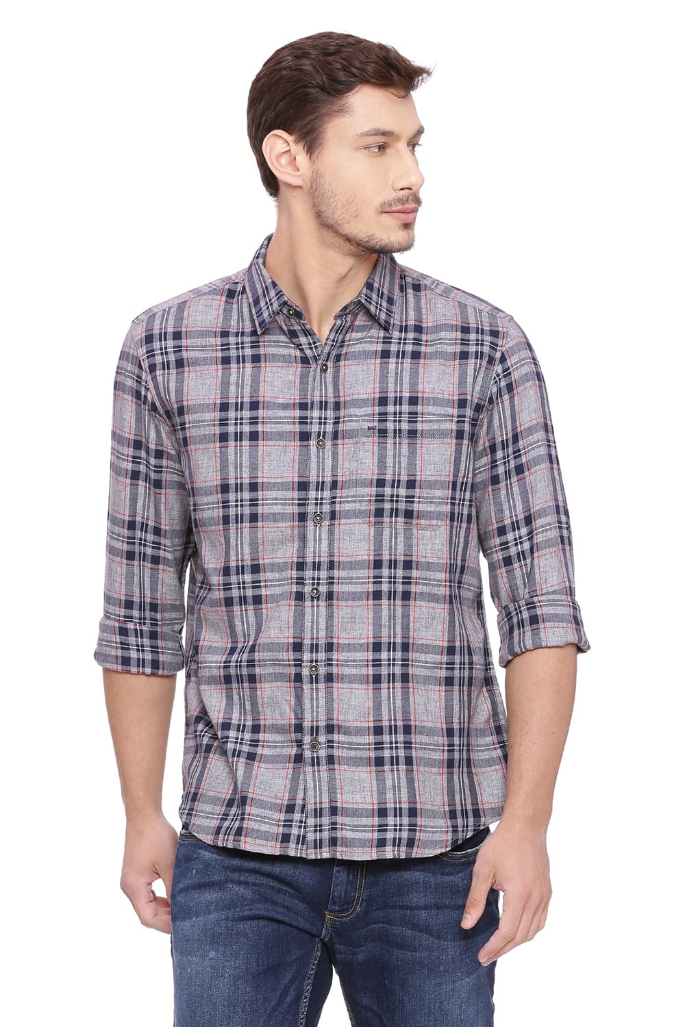 BASICS SLIM FIT CHECKS SHIRT