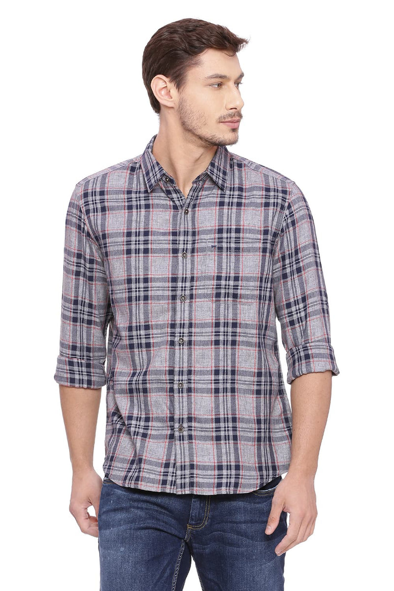 BASICS SLIM FIT CHECKS SHIRT