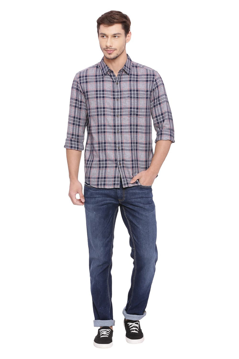 BASICS SLIM FIT CHECKS SHIRT