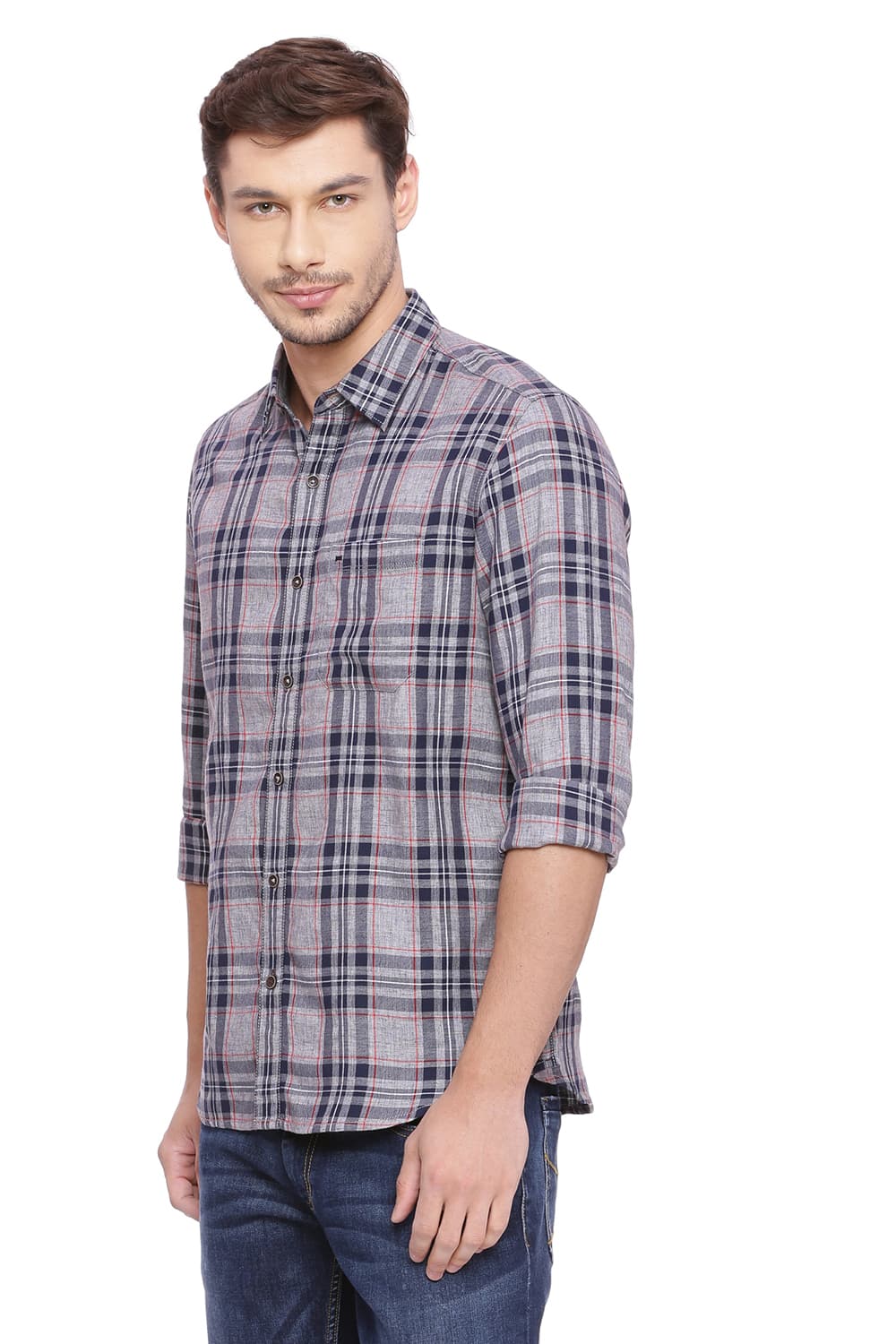 BASICS SLIM FIT CHECKS SHIRT