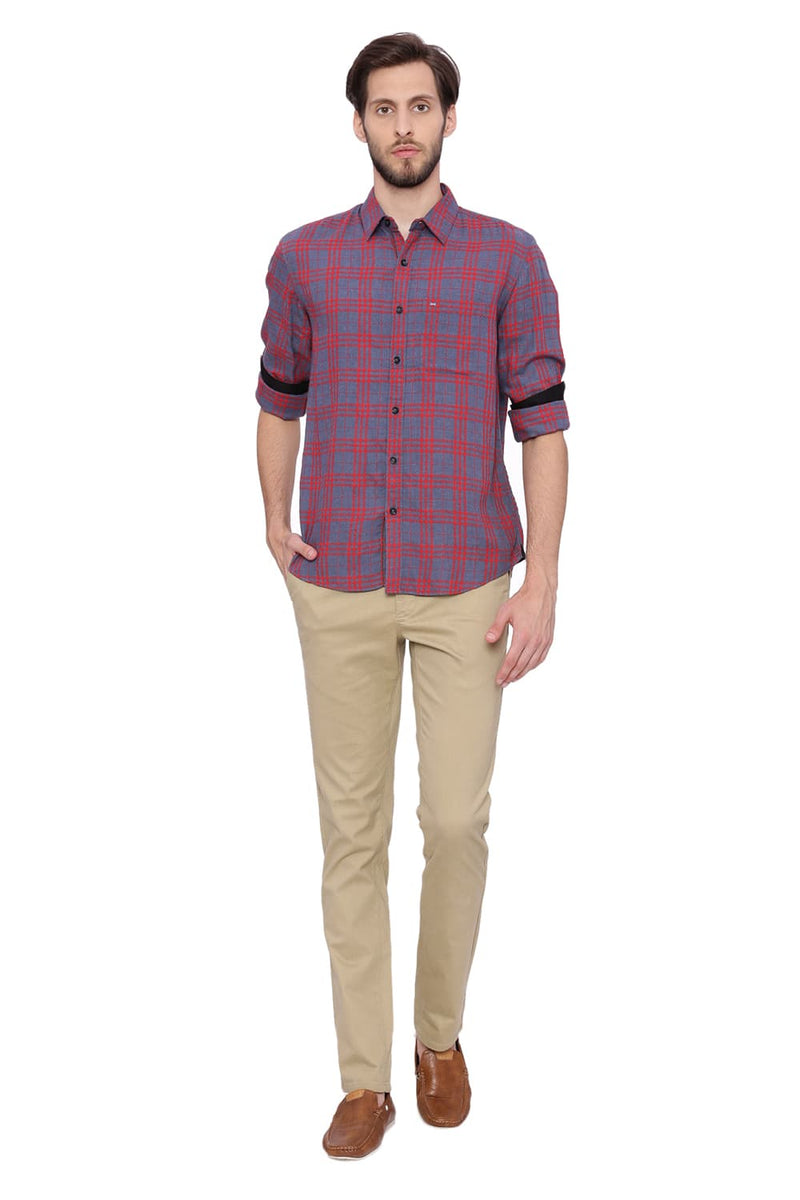 BASICS SLIM FIT CHECKS SHIRT