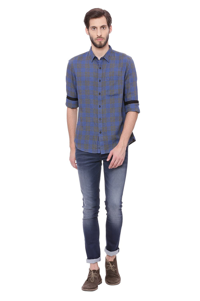 BASICS SLIM FIT CHECKS SHIRT