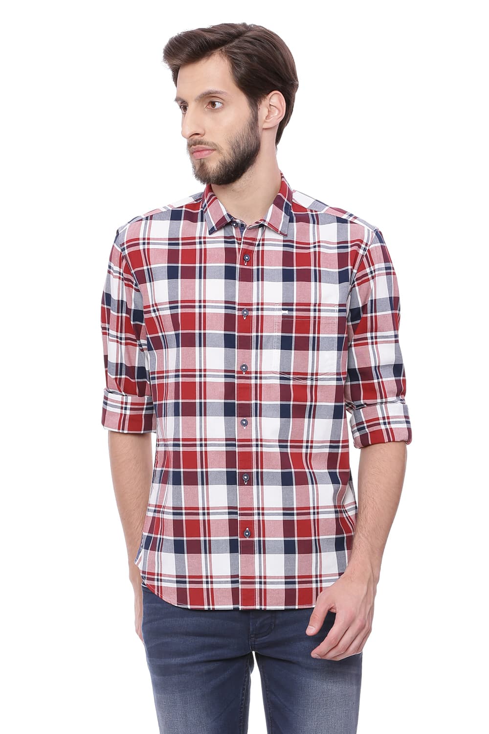 BASICS SLIM FIT CHECKS SHIRT