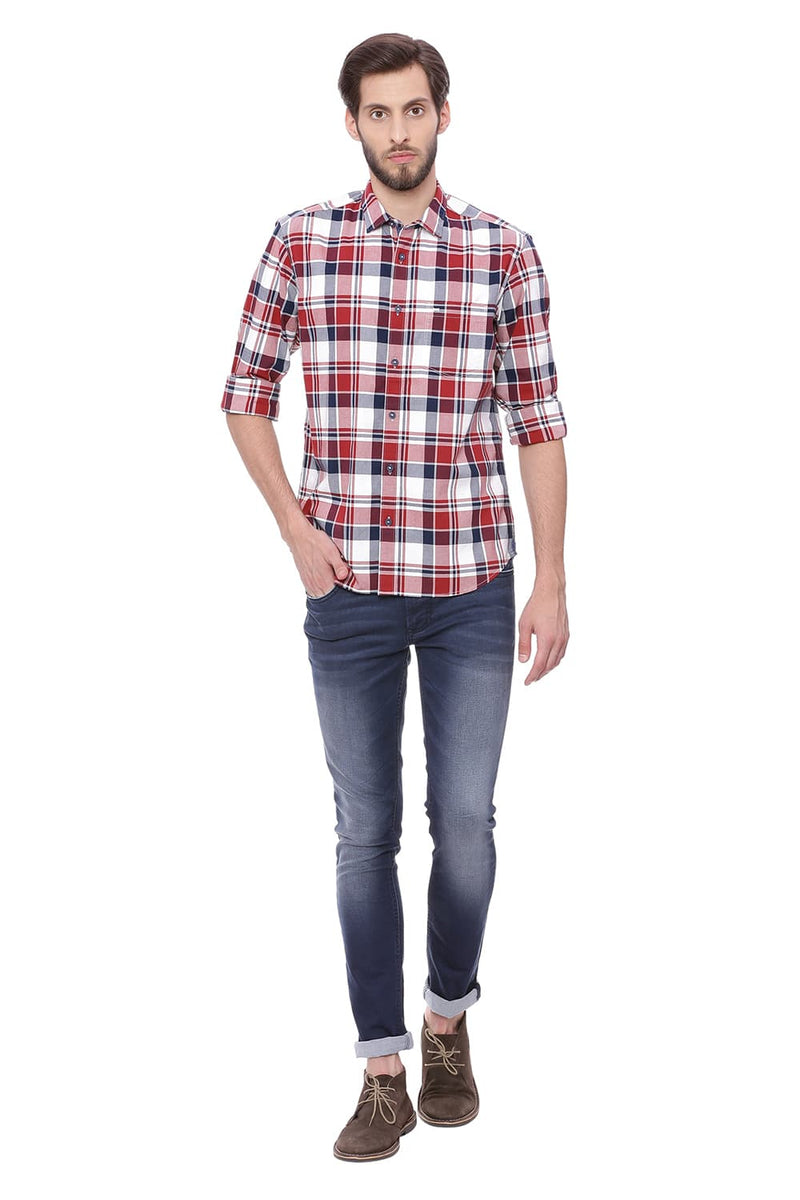 BASICS SLIM FIT CHECKS SHIRT