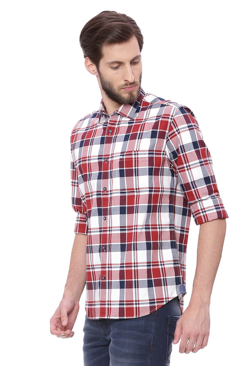 BASICS SLIM FIT CHECKS SHIRT