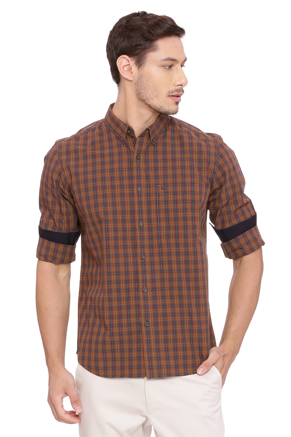 BASICS SLIM FIT CHECKS SHIRT