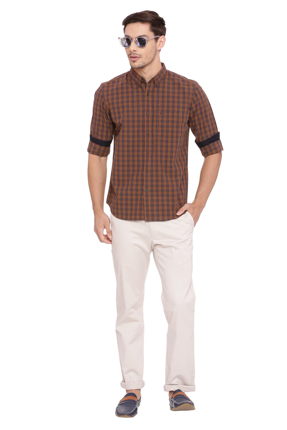 BASICS SLIM FIT CHECKS SHIRT