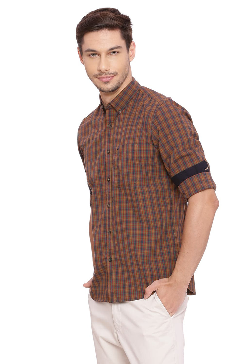 BASICS SLIM FIT CHECKS SHIRT