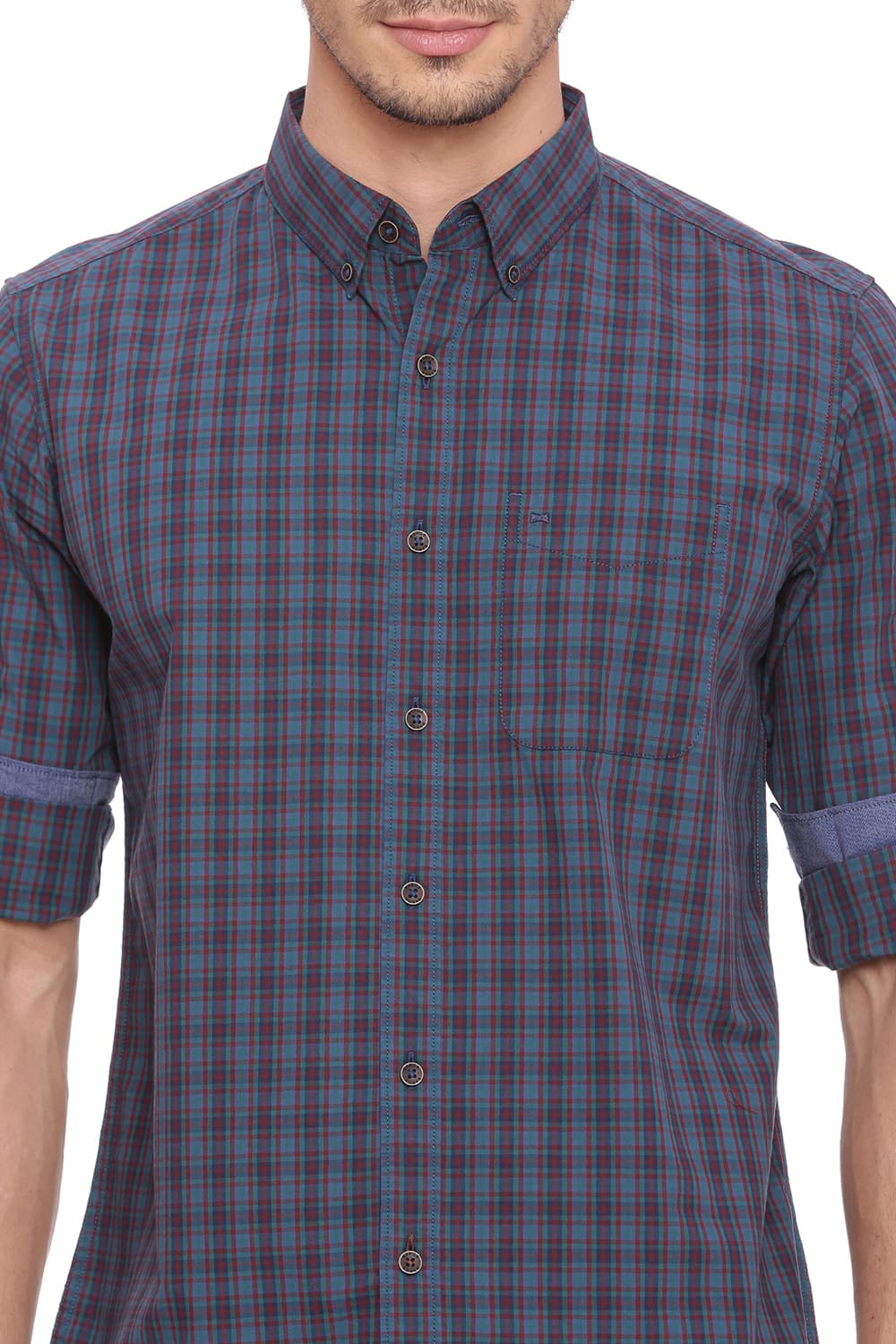 BASICS SLIM FIT CHECKS SHIRT