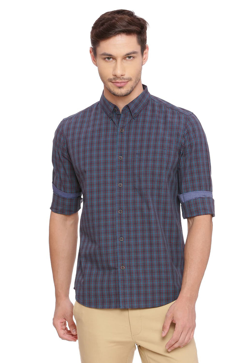 BASICS SLIM FIT CHECKS SHIRT