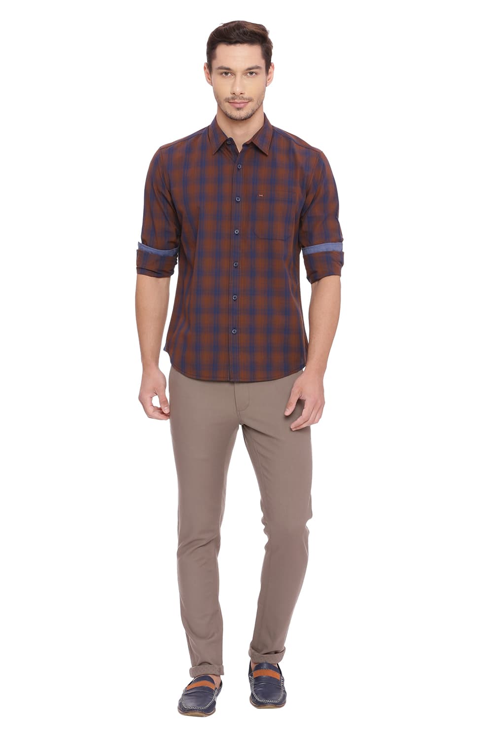 BASICS SLIM FIT CHECKS SHIRT