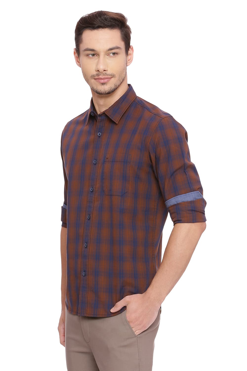 BASICS SLIM FIT CHECKS SHIRT