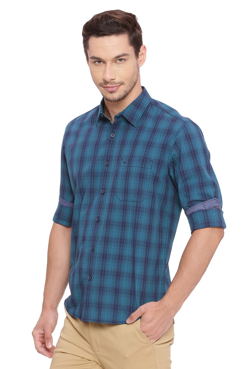 BASICS SLIM FIT CHECKS SHIRT