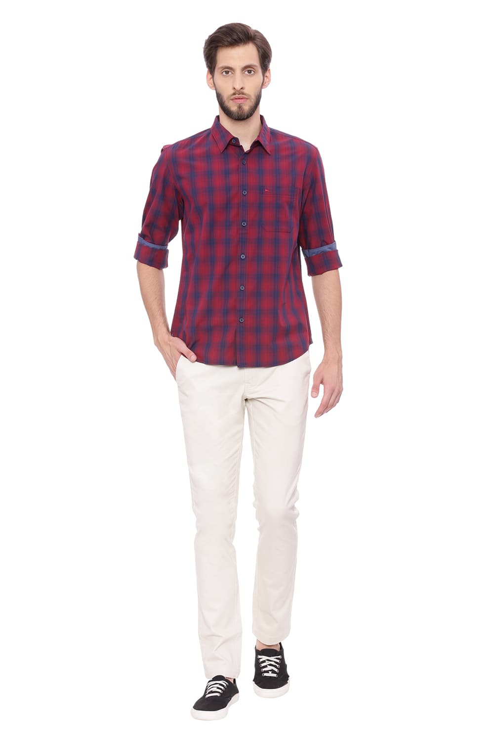 BASICS SLIM FIT CHECKS SHIRT