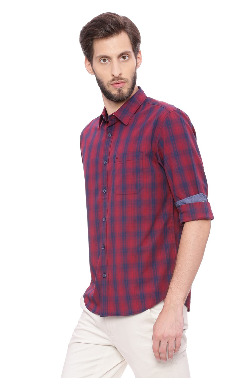 BASICS SLIM FIT CHECKS SHIRT