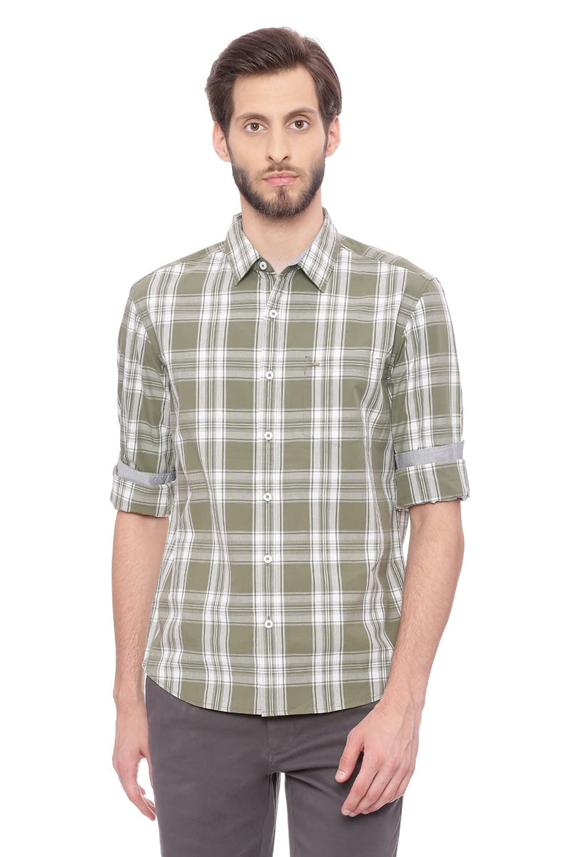 BASICS SLIM FIT CHECKS SHIRT