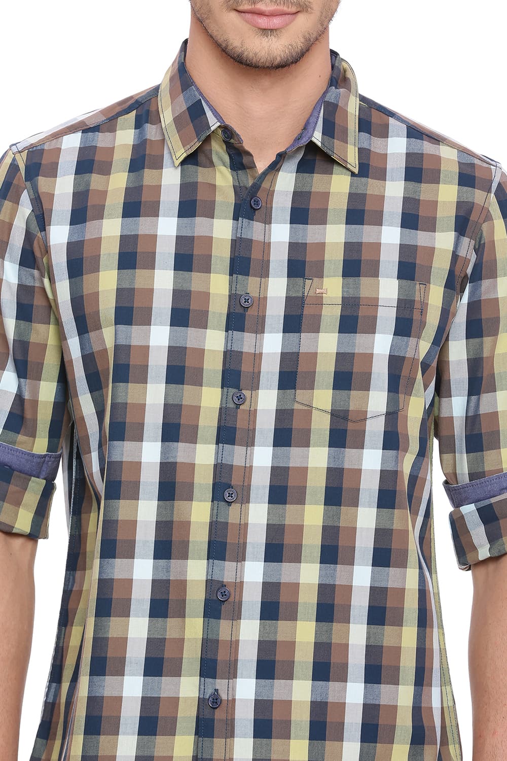 BASICS SLIM FIT CHECKS SHIRT