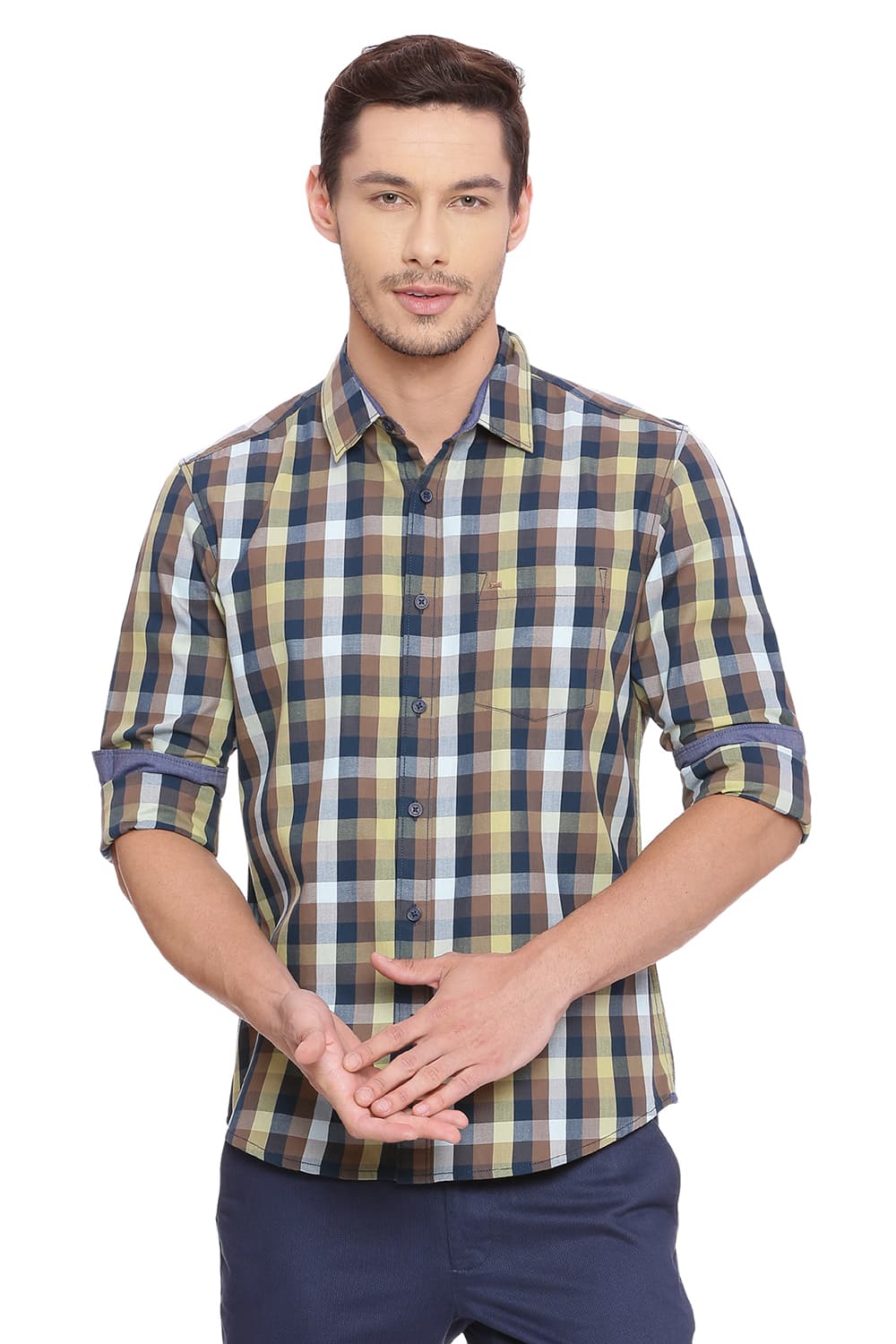 BASICS SLIM FIT CHECKS SHIRT