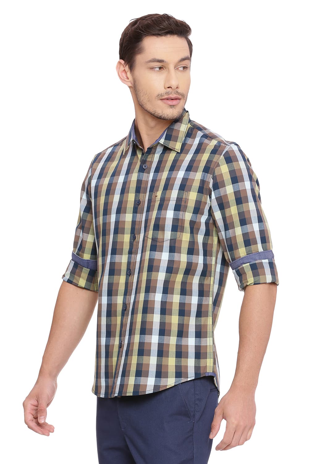 BASICS SLIM FIT CHECKS SHIRT