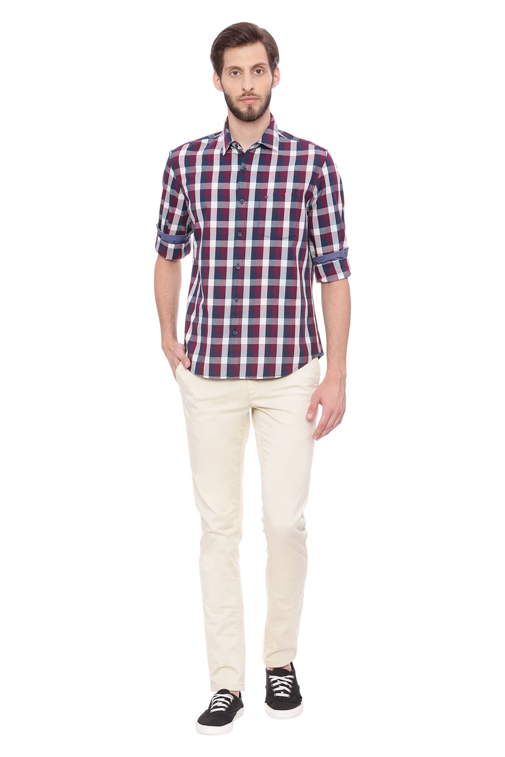 BASICS SLIM FIT CHECKS SHIRT