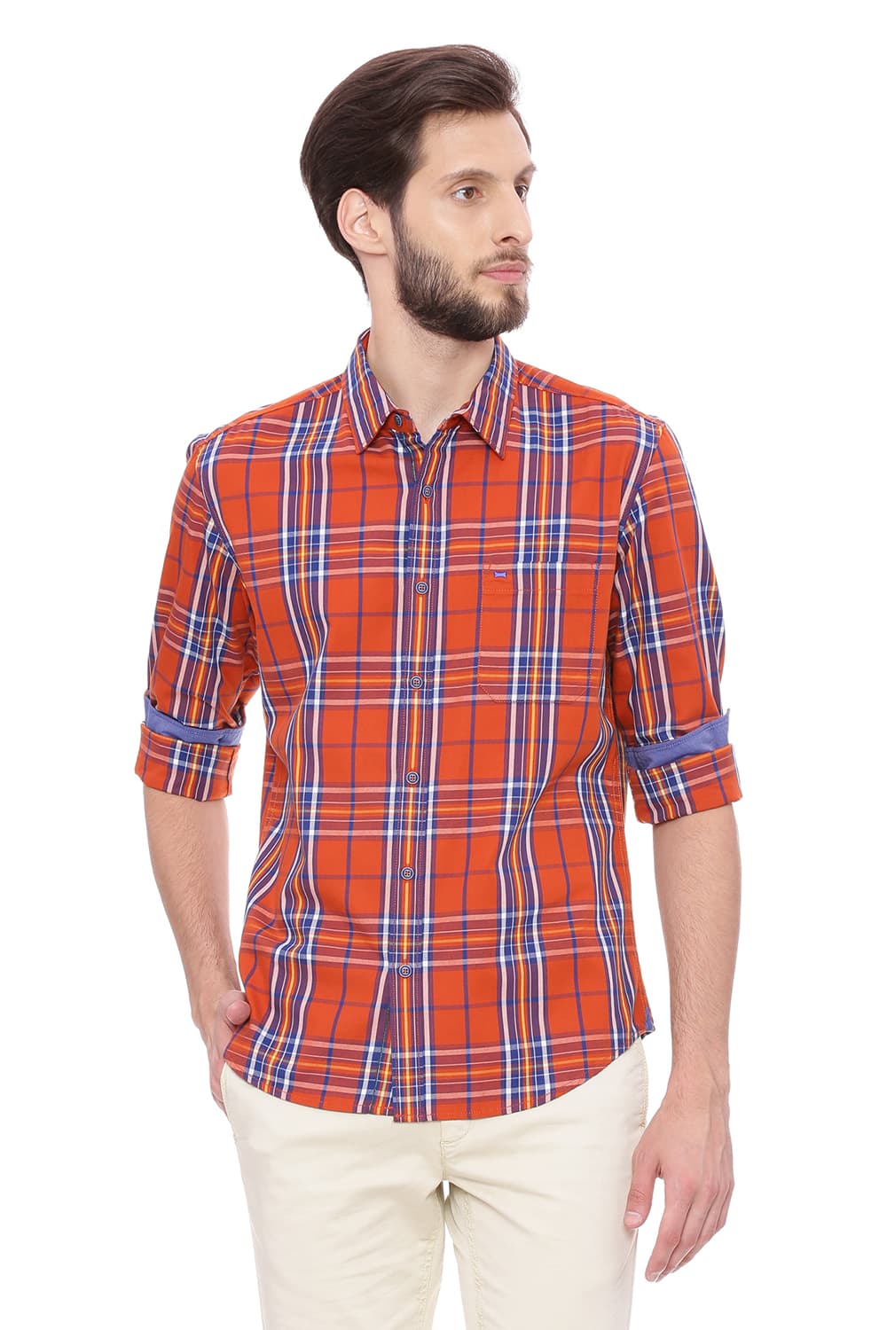 BASICS SLIM FIT CHECKS SHIRT