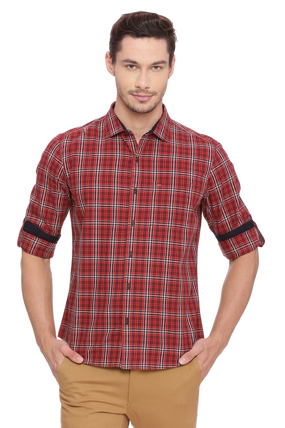 BASICS SLIM FIT CHECKS SHIRT