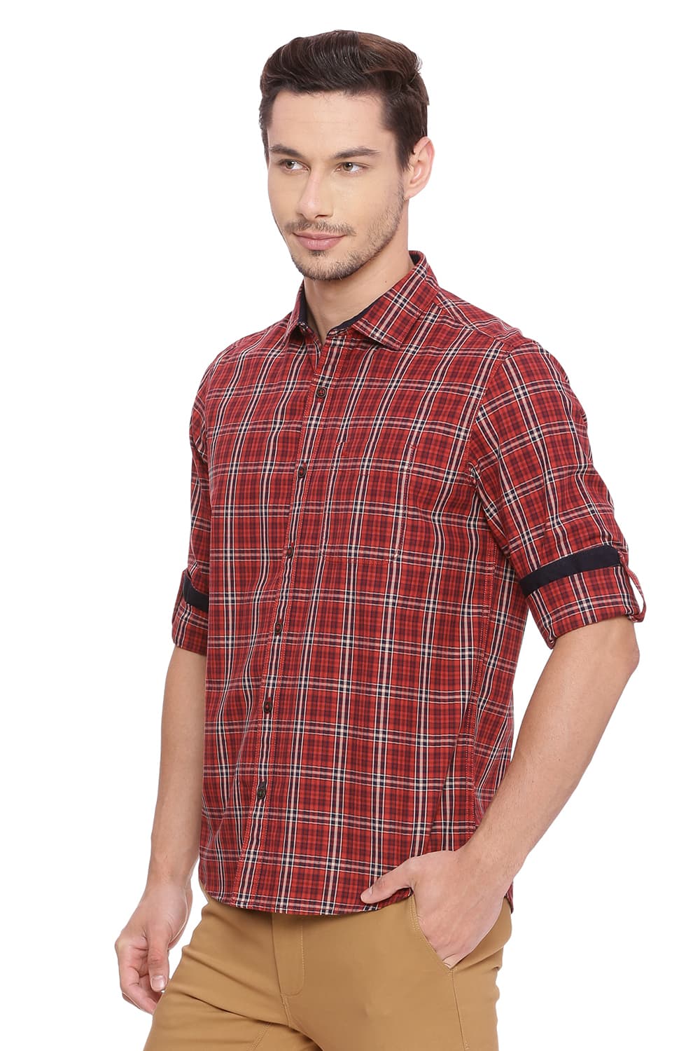 BASICS SLIM FIT CHECKS SHIRT