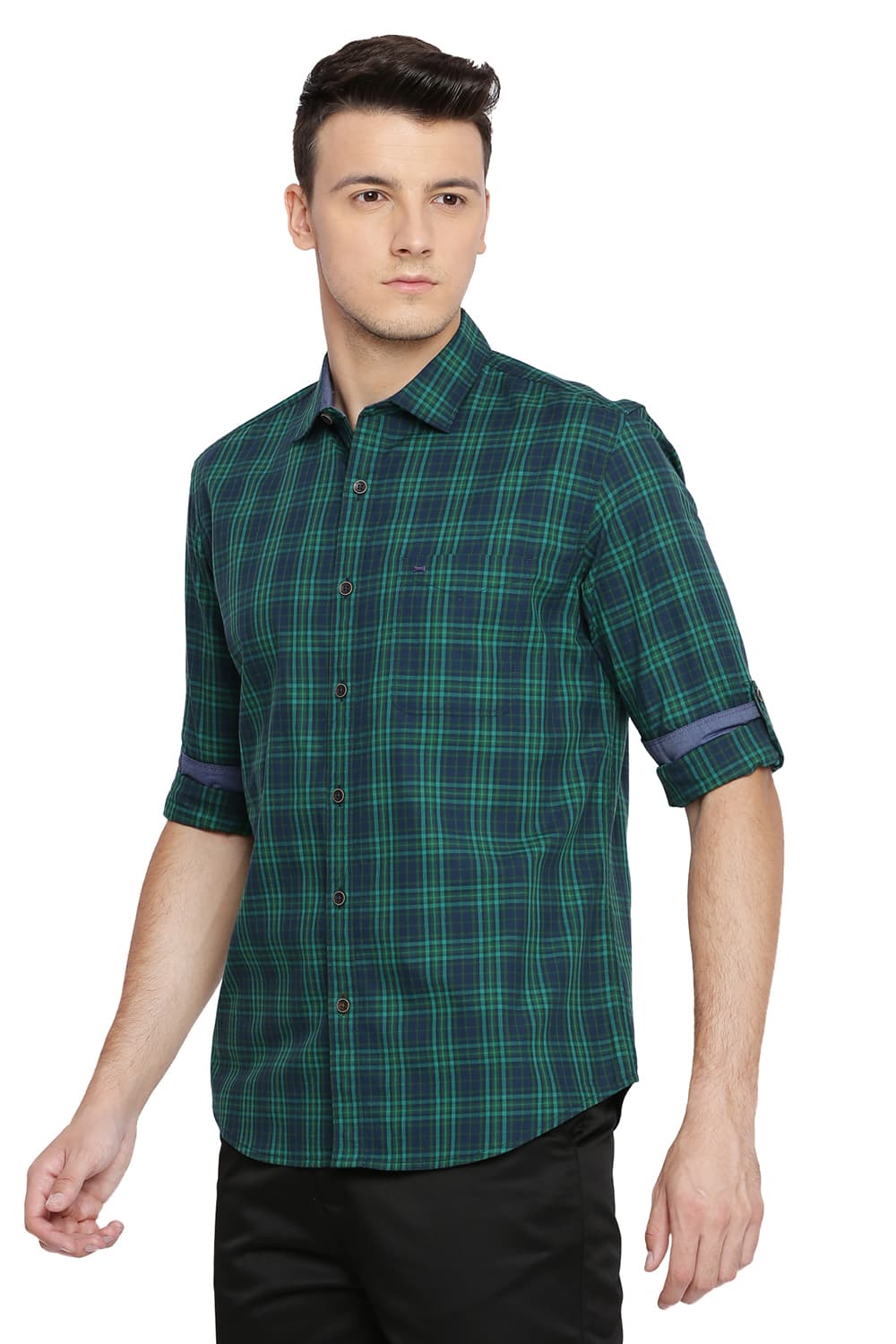 BASICS SLIM FIT CHECKS SHIRT