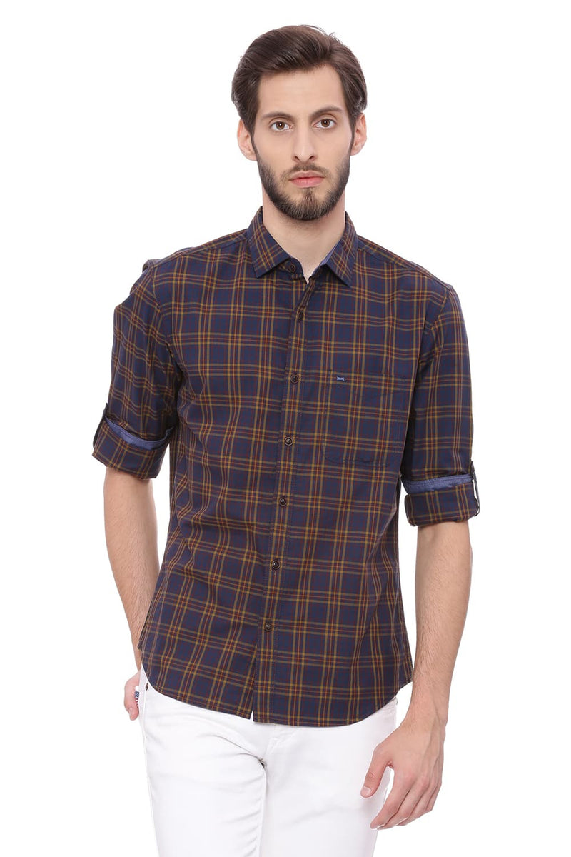 BASICS SLIM FIT CHECKS SHIRT