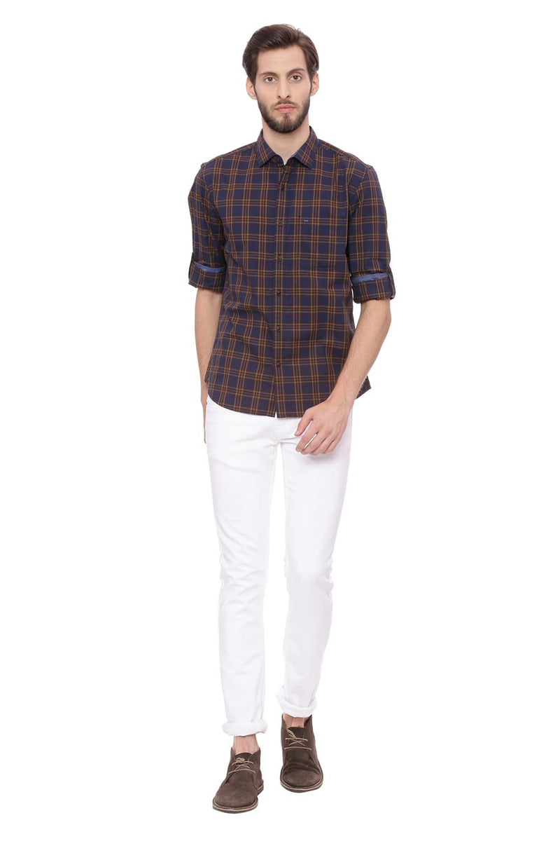 BASICS SLIM FIT CHECKS SHIRT