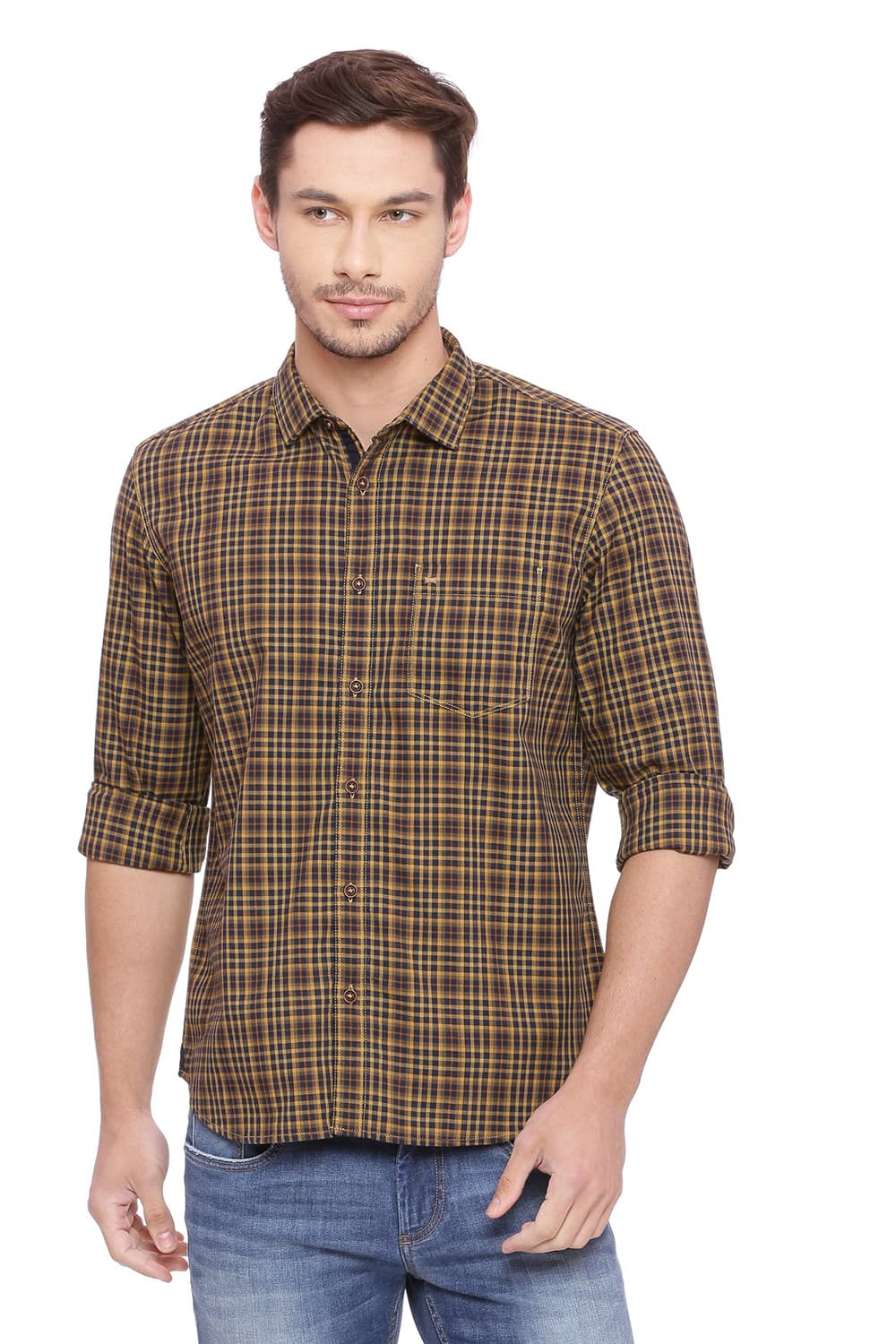 BASICS SLIM FIT CHECKS SHIRT