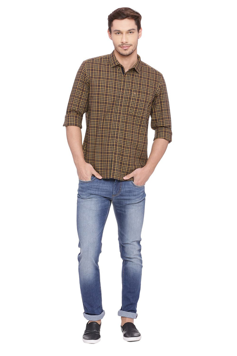 BASICS SLIM FIT CHECKS SHIRT