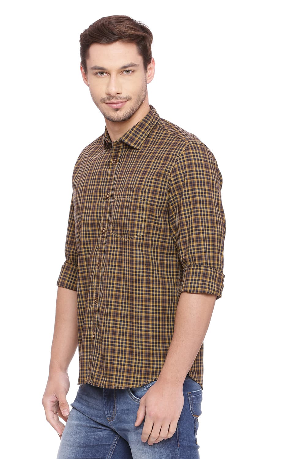 BASICS SLIM FIT CHECKS SHIRT