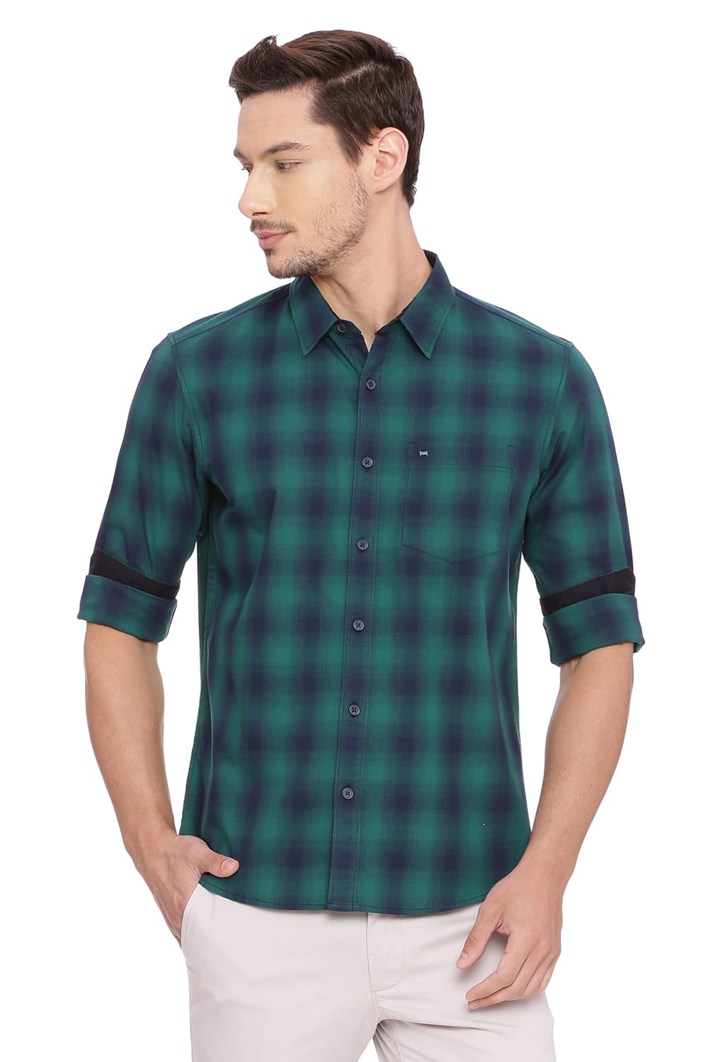 BASICS SLIM FIT CHECKS SHIRT