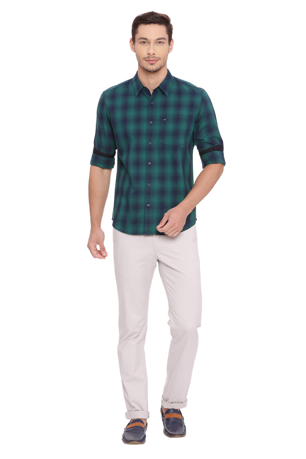 BASICS SLIM FIT CHECKS SHIRT