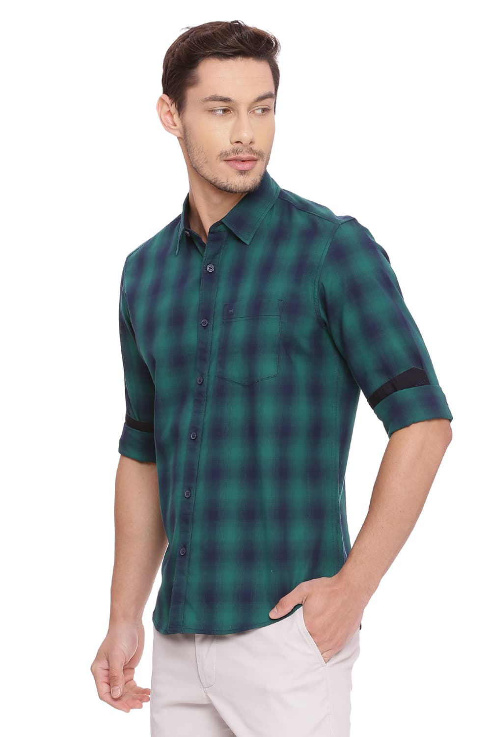 BASICS SLIM FIT CHECKS SHIRT