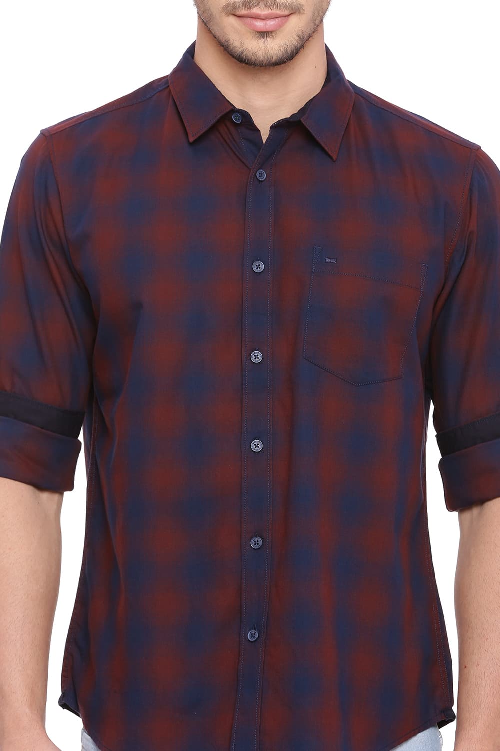 BASICS SLIM FIT CHECKS SHIRT