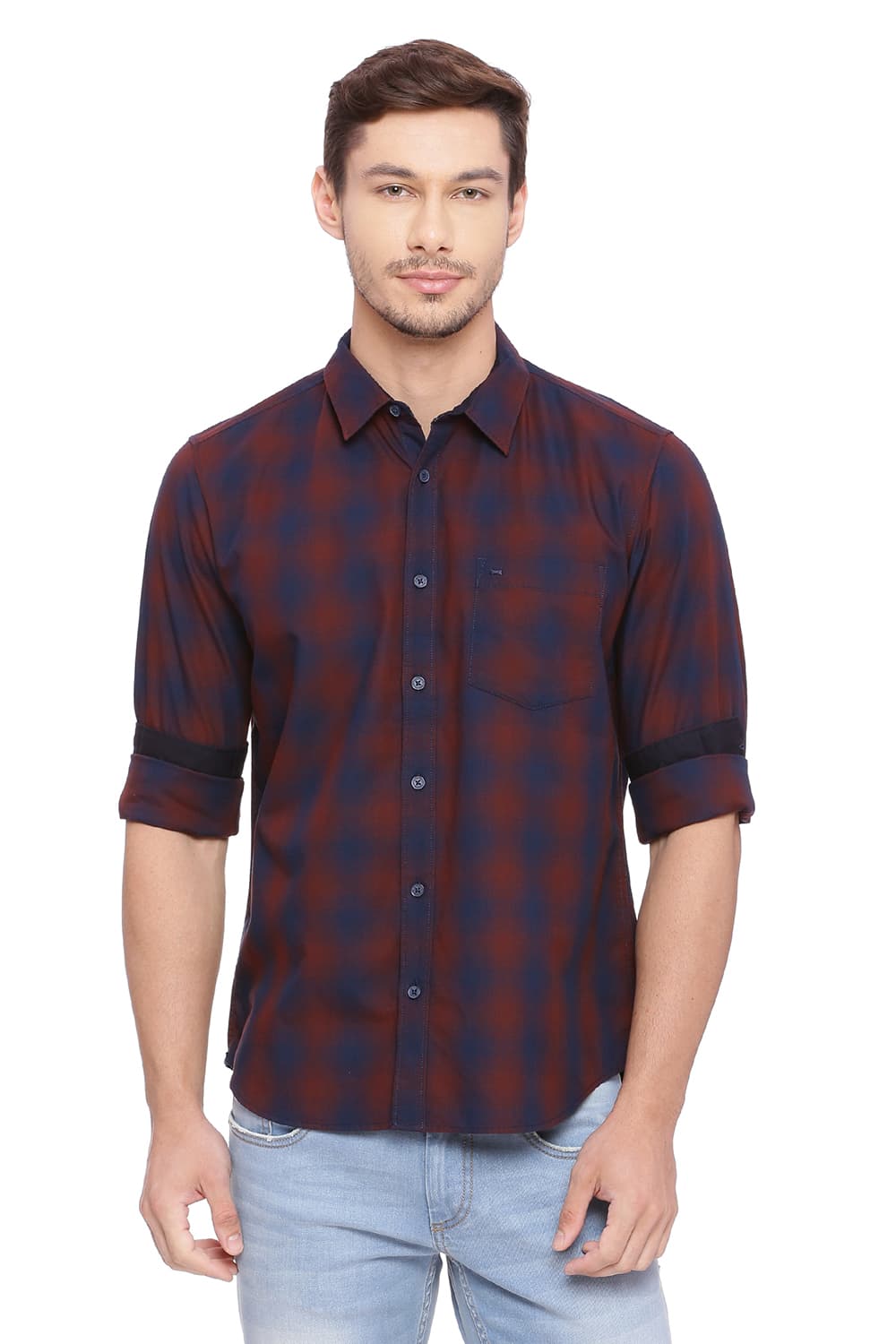 BASICS SLIM FIT CHECKS SHIRT