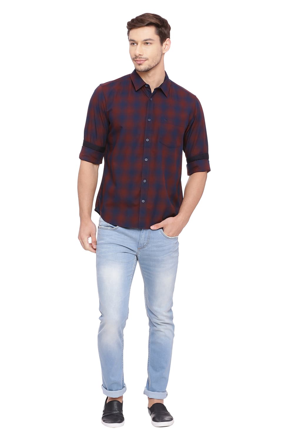 BASICS SLIM FIT CHECKS SHIRT