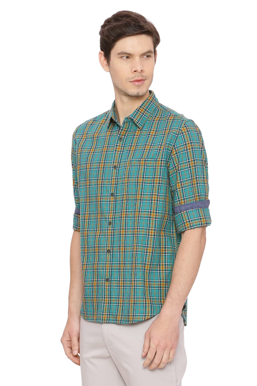 BASICS SLIM FIT CHECKS SHIRT