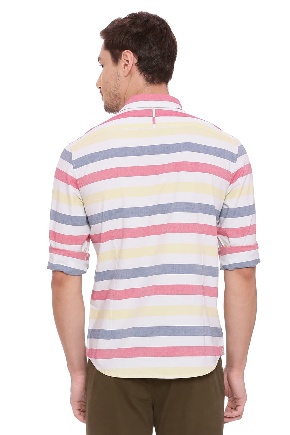 BASICS SLIM FIT WEFT STRIPES SHIRT