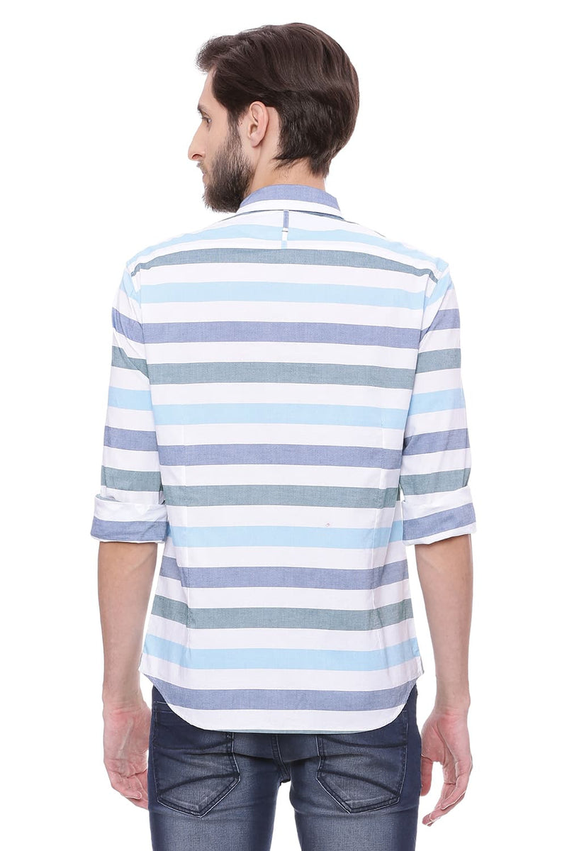 BASICS SLIM FIT WEFT STRIPES SHIRT