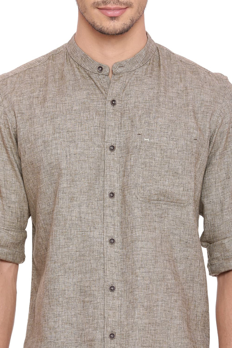 BASICS SLIM FIT TWILL MELANGE SHIRT