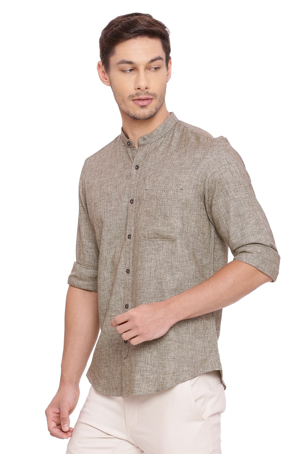 BASICS SLIM FIT TWILL MELANGE SHIRT