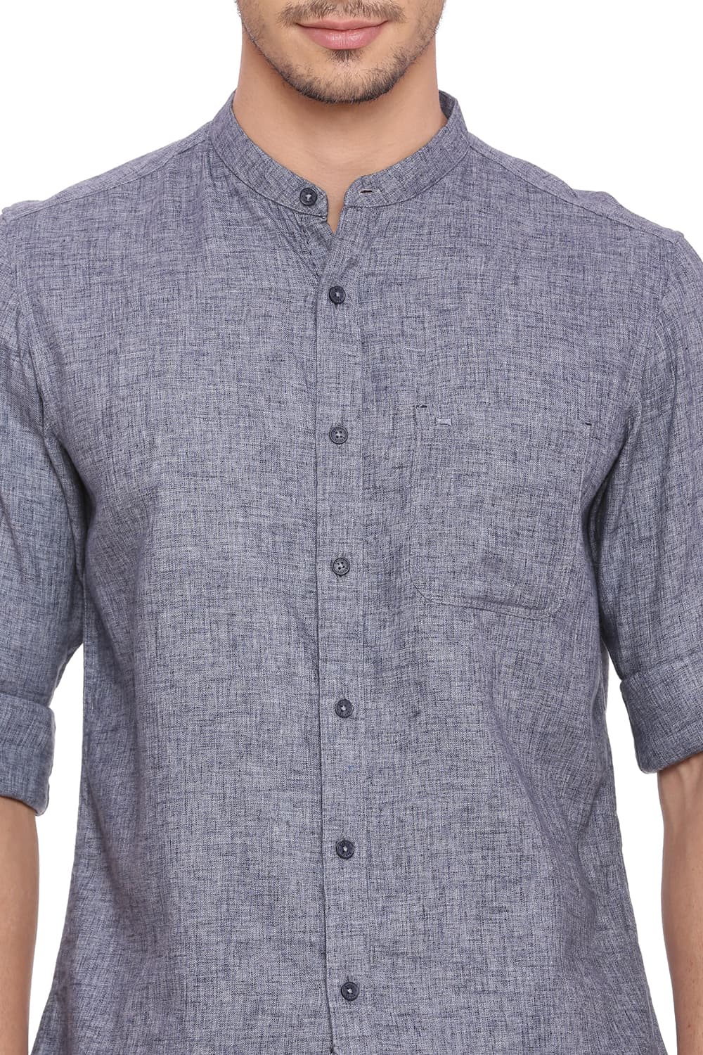 BASICS SLIM FIT TWILL MELANGE SHIRT