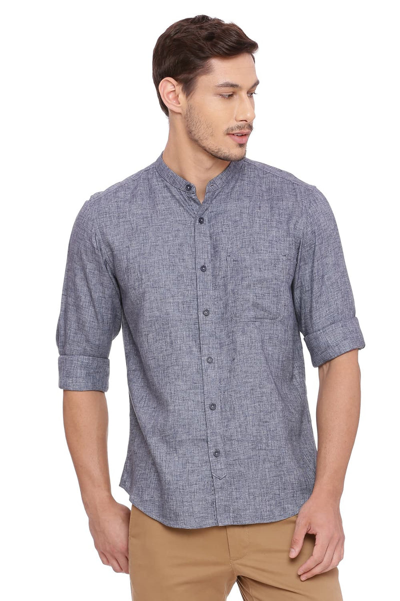 BASICS SLIM FIT TWILL MELANGE SHIRT